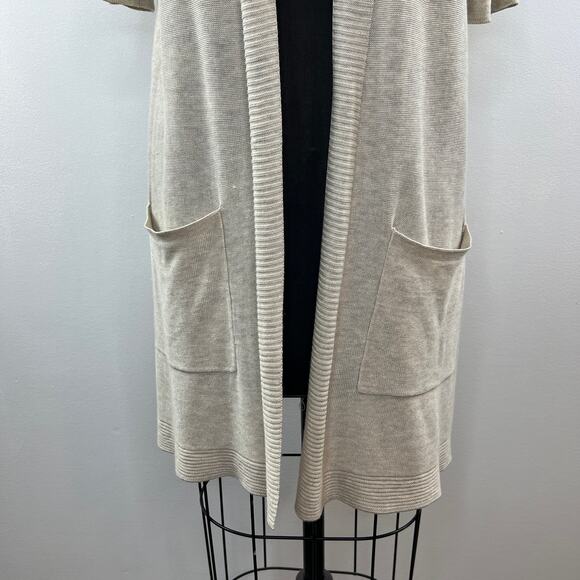 EILEEN FISHER Beige Cardigan Sweater Wool Blend Oversize Open Front S Small - Picture 4 of 9